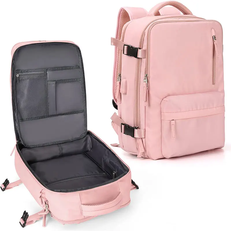 Business Pink Casual Daypack large capacity 40l carry on flight approved travel backpack With Shoe & Computer Compartment