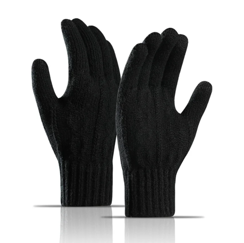 Winter Gloves for Men Women Touch Screen Winter Black Warm Thermal Knitted Gloves