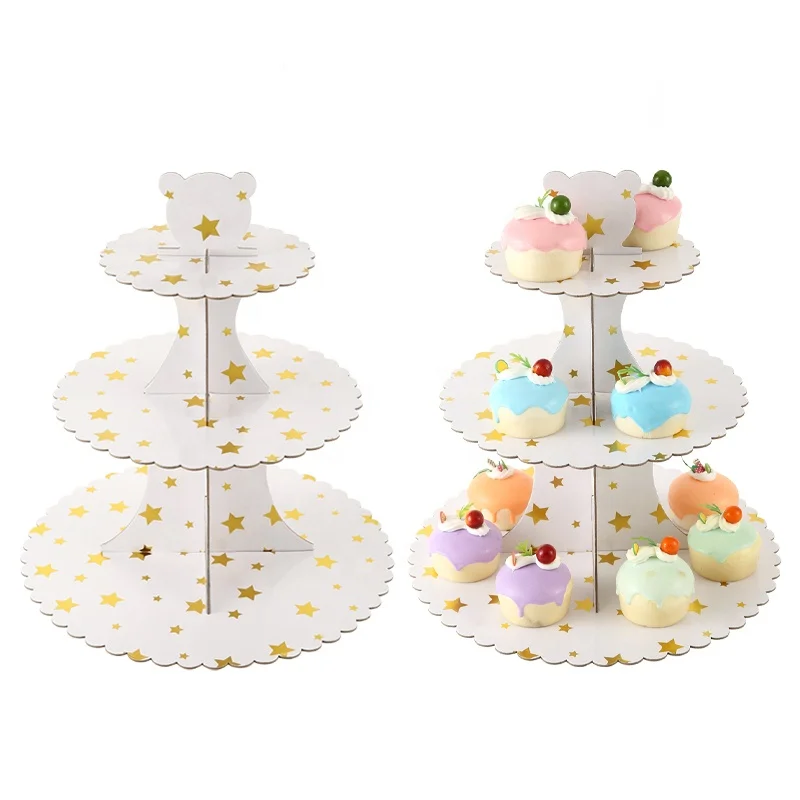 3 Tier Paper Cake Stands Wholesale Cardboard Sandwich Cupcake Stand