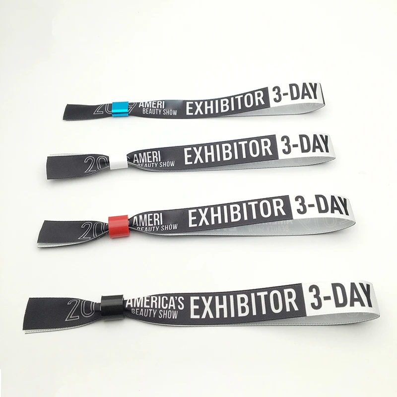 one-time use custom slide lock wristband/fabric festival wristband/polyester wristband for events China