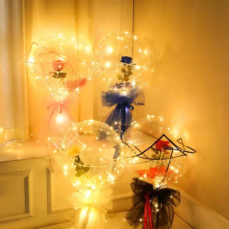 22inch LED Light Luminous Balloon Bouquet Rose Party Lamp Romantic Wedding Birthday Gift Christmas