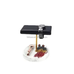 Marble watch display stand luxury marble tray based watch stand leather rack jewelry display horloge display holder