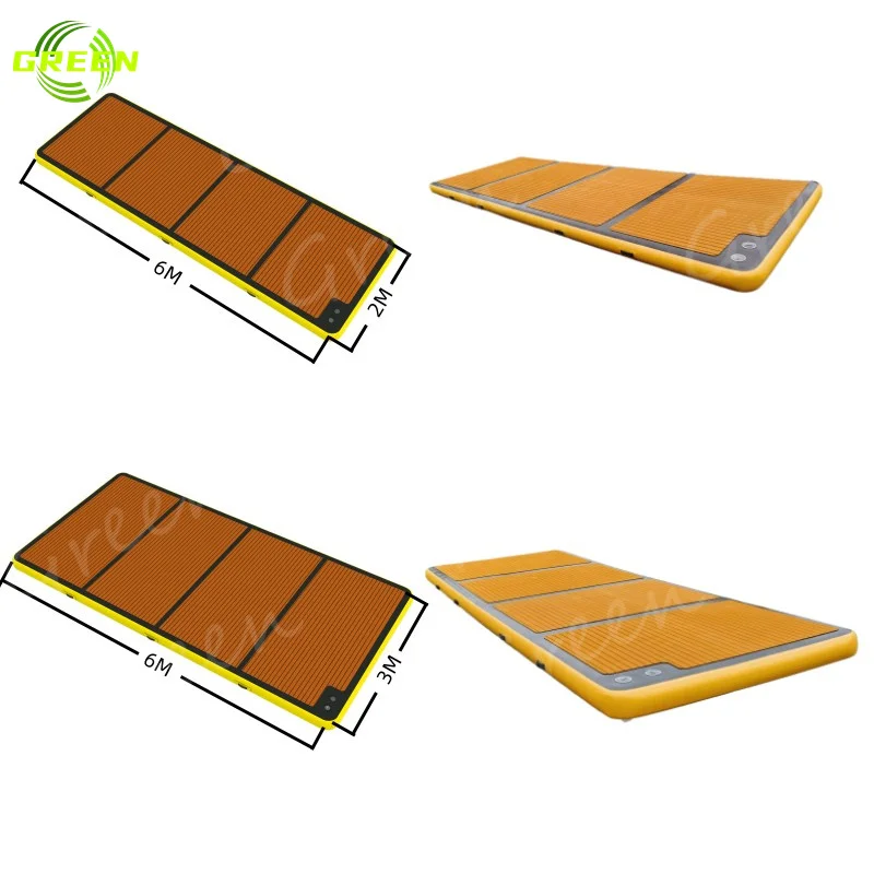 Green black big dock water floating deck 8 person inflatable floating island platform inflatable dock with ladder