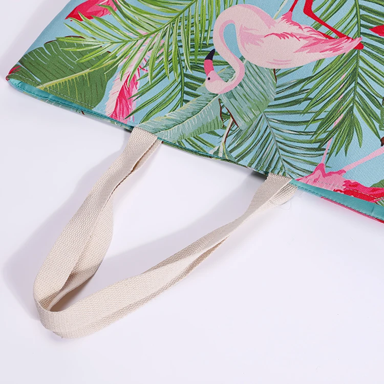 Hot Selling Custom Polyester And Cotton Rope Shoulder Beach Bag Colorful Digital Printing Beach Bag With Canvas Rope