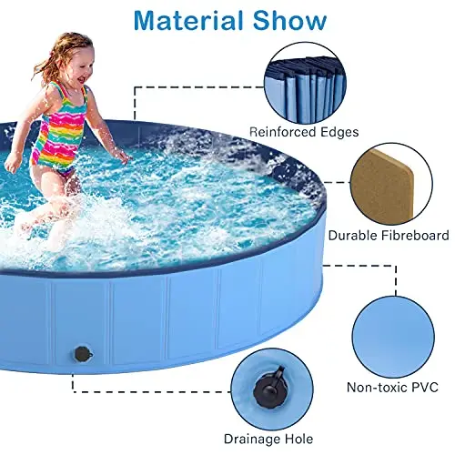 Portable Dog bathtub Pool Foldable Pet Swimming Pool Outdoor Collapsible Tub Kiddie Pool  For Dogs, Cats And Kids