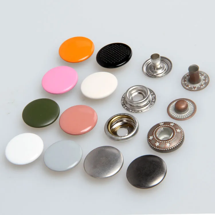 Nylon finish black 3 parts botton and fake rose gold press snap button