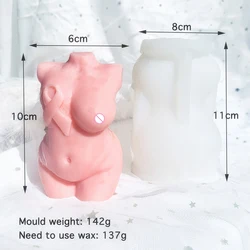 Цементная розовая лента женская форма Ароматизированная соевая человеческая голая изогнутая силиконовая форма для свечи