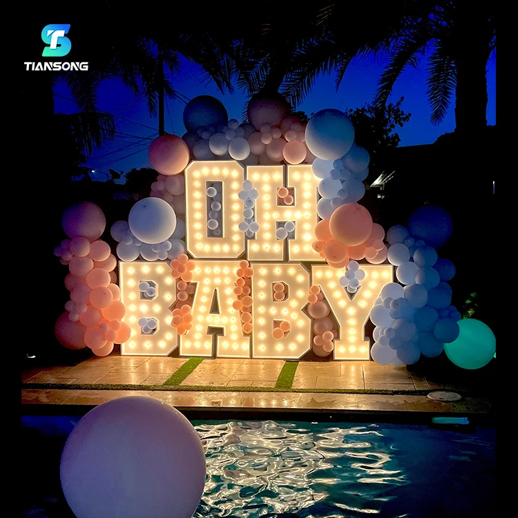 Manufacturer Custom Marquee Letters Giant OH BABY Light Up Marquee Led Number Sign For Event Decor Drop Shipping