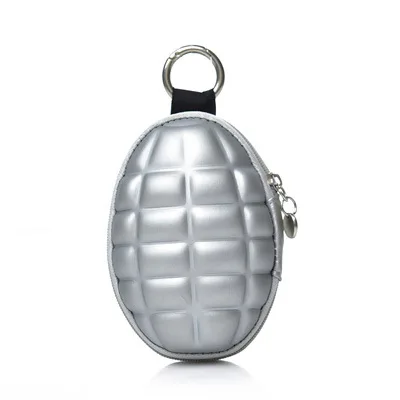 K333 Grenade Shaped Car Keys Wallets PU Leather Hand Zipper Coin Purse Pouch Bag Keychain Holder Case