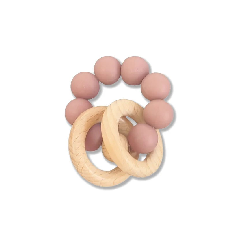 Newest Colorful Factory Silicone  Loom Beads Teether Ring Baby Teething Toy Silicone Beads Bracelet