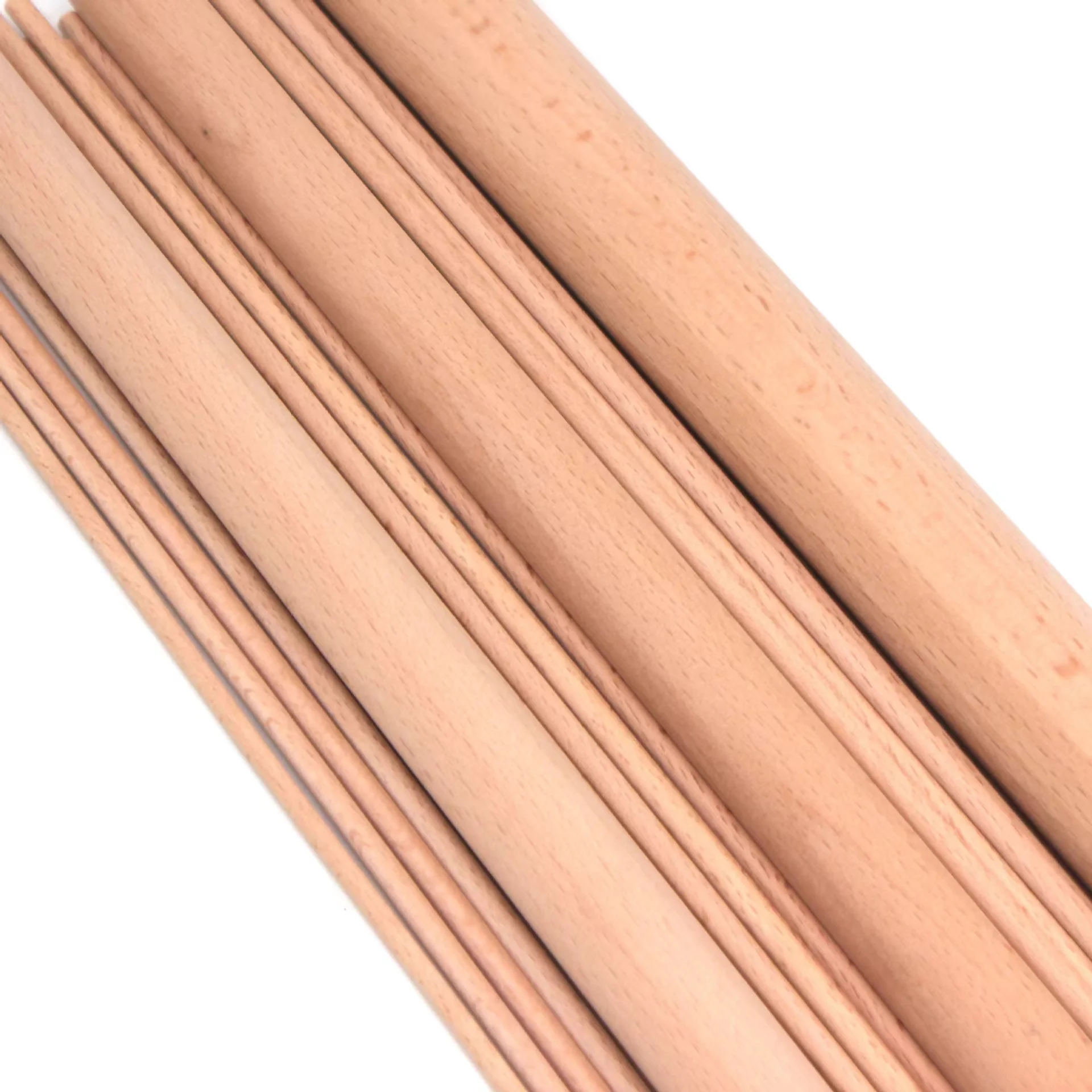 wholesale free sample furniture support variety sizes beech wooden stick threaded rods pins wood dowels