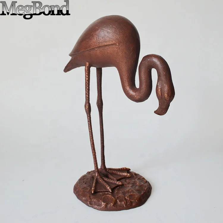 Cast iron flamingo metal sculpture large bird statues
