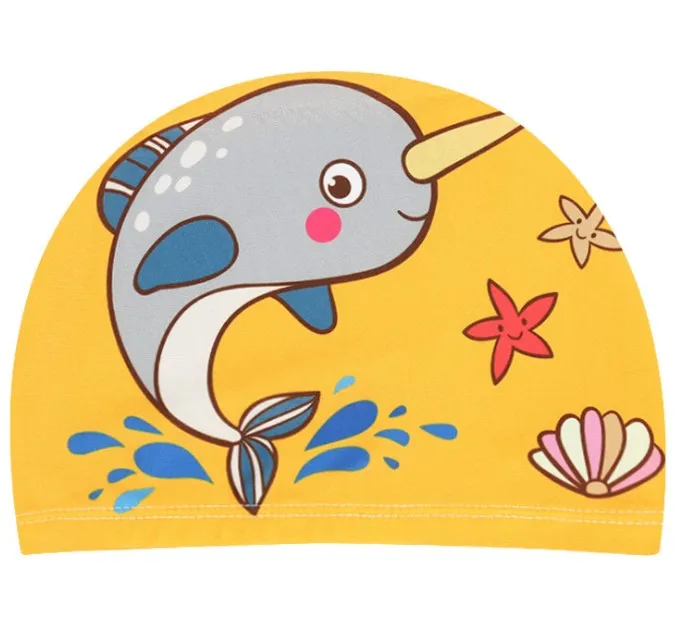 Детская шапка для плавания, милая мультяшная универсальная детская Удобная шапка для мальчиков и девочек из ткани для плавания с принтом m61003