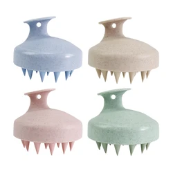 DRS Wheat Straw Silicone Head Scalp Massager Cleansing Scrubber Dandruff Shampoo Brush