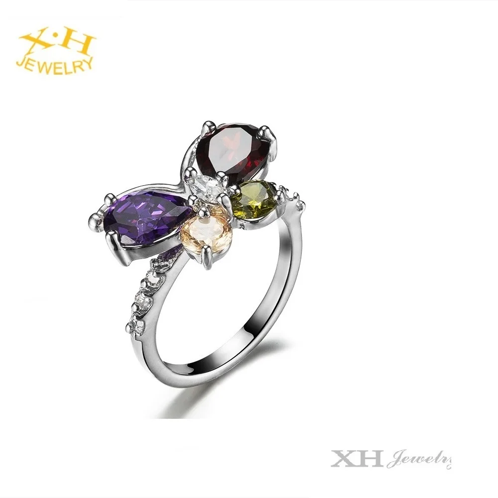 Fashion Jewelry Brass Ring Butterfly Shape CZ Diamond Wedding Ring for Bridal Engagement Ring for Women Girls Trendy Zircon