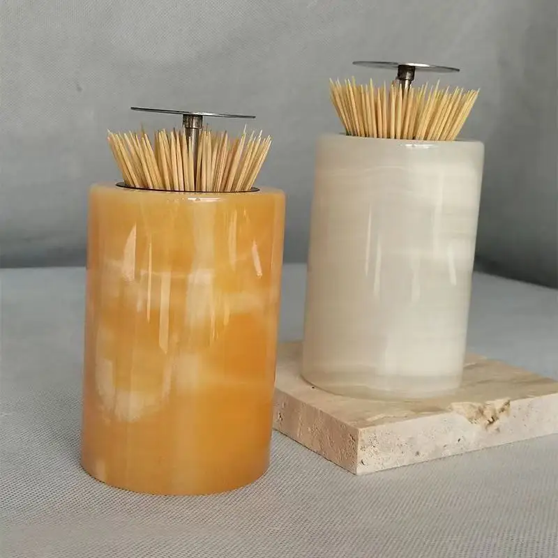 Factory Direct Sale Natural Marble Toothpick Box Toothpick Storage Dispenser Pick Box