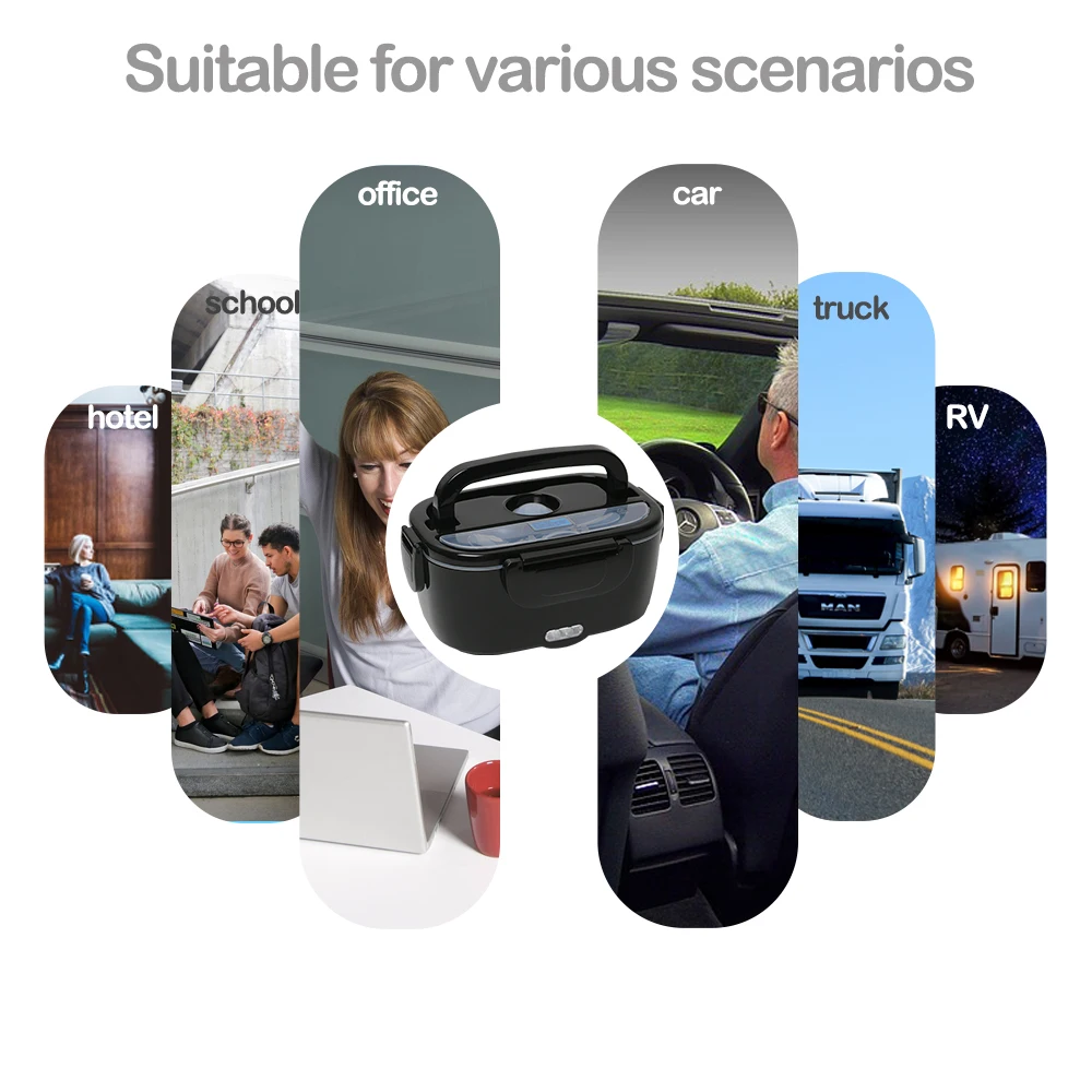 2 in 1 dual use  Portable Heated Electric Lunch Boxes Food Warmer Electric Lunch Box with Carrying Bag