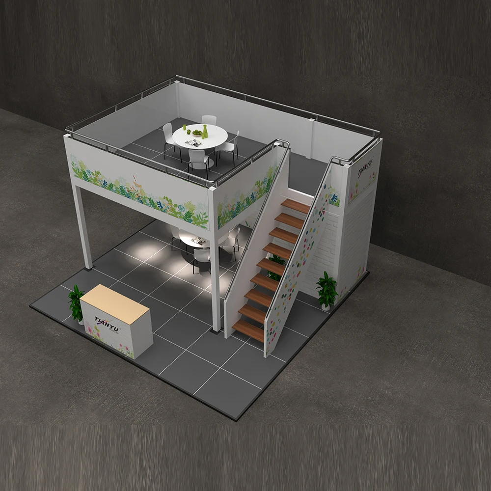 Tianyu Trade Show Equipment Design Modular 20x20ft Aluminum Two Storey Exhibition Stand Exhibit Two Story Double Deck Booth