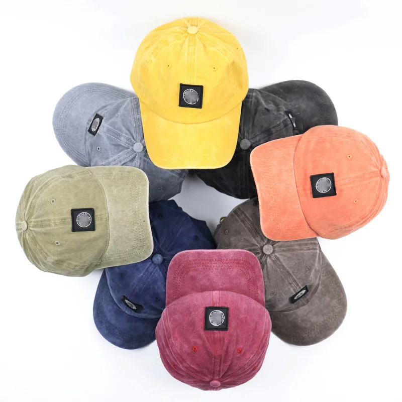 Latest Unisex Washed Denim Soft Sport Hat Printed Patch Stone Trendy Outdoor Baseball Cap