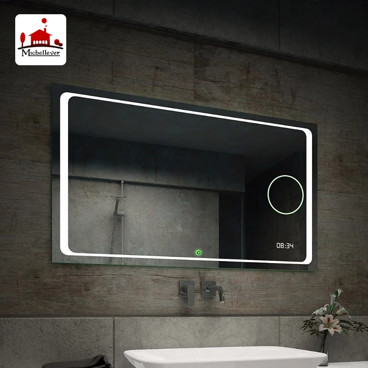 hotel bathroom wall-mounted magnifying mirror bathroom mirror with blue tooth standard bathroom mirror with led lights