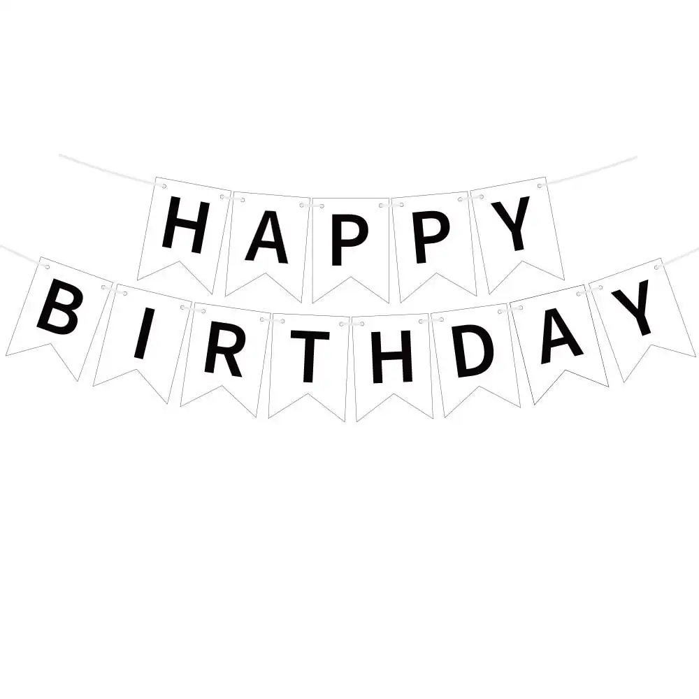 Happy Birthday Flat Flag Paper Banners Colorful Party Decorations Anniversary Birthday Banner Party Supplies Banners