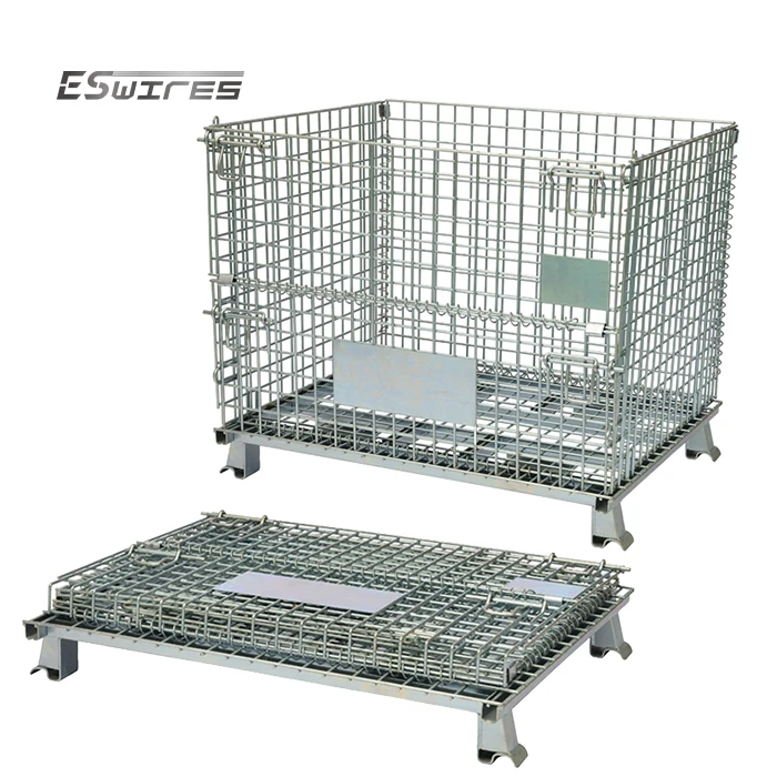 Customized stackable storage save space folding steel wire collapsible metal mesh box