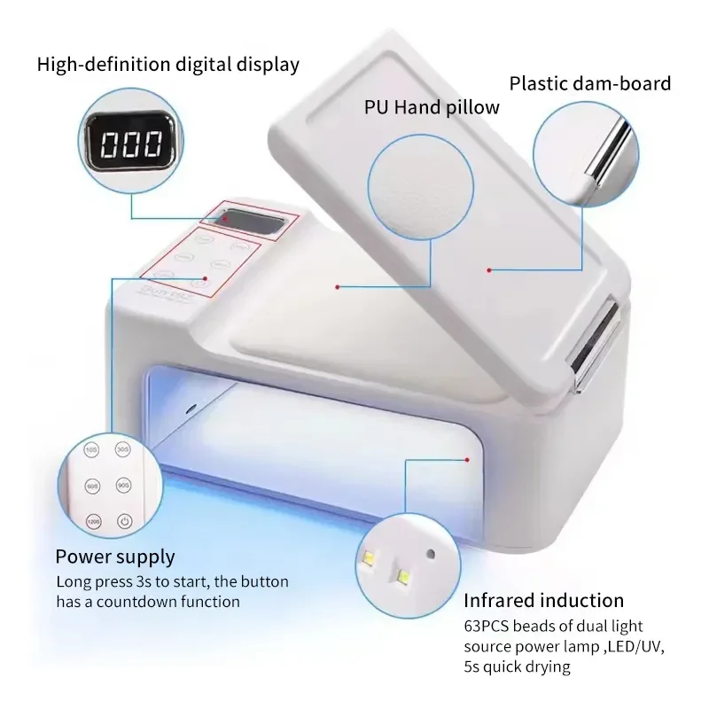 OEM ODM 180W professional nail dryer machine pro cure led nail lamp professional uv lamp for salon manicure pedicure