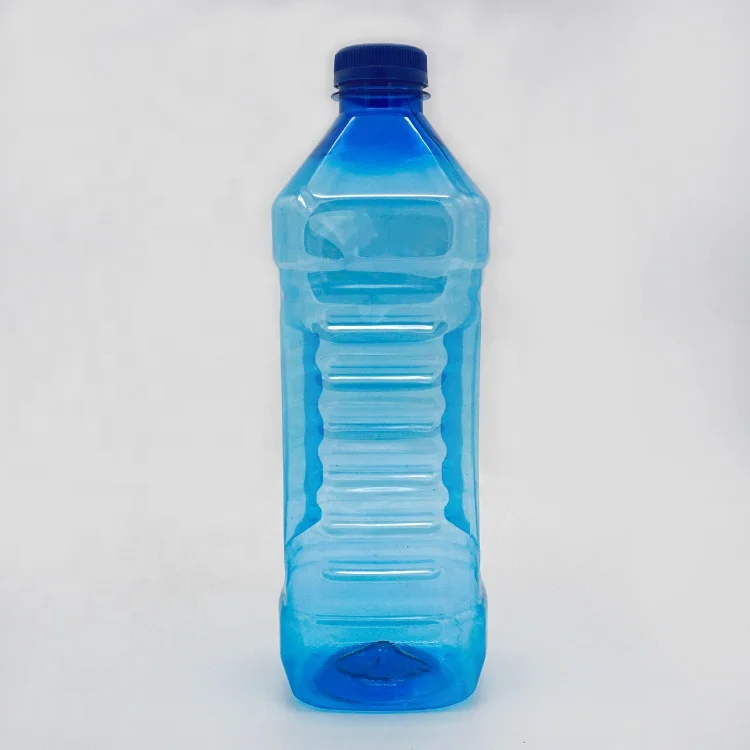 
Square Column Plastic Bottle Blue Transparent Pet Vehicle Cleaner Glass Detergent Container 1.8 liter 