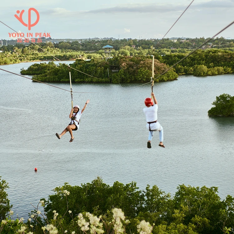 Outdoor Fun Attractions Ropeway Cableway Theme Park Sightseeing Equipment Jungle Sky Zip Linee For Sale