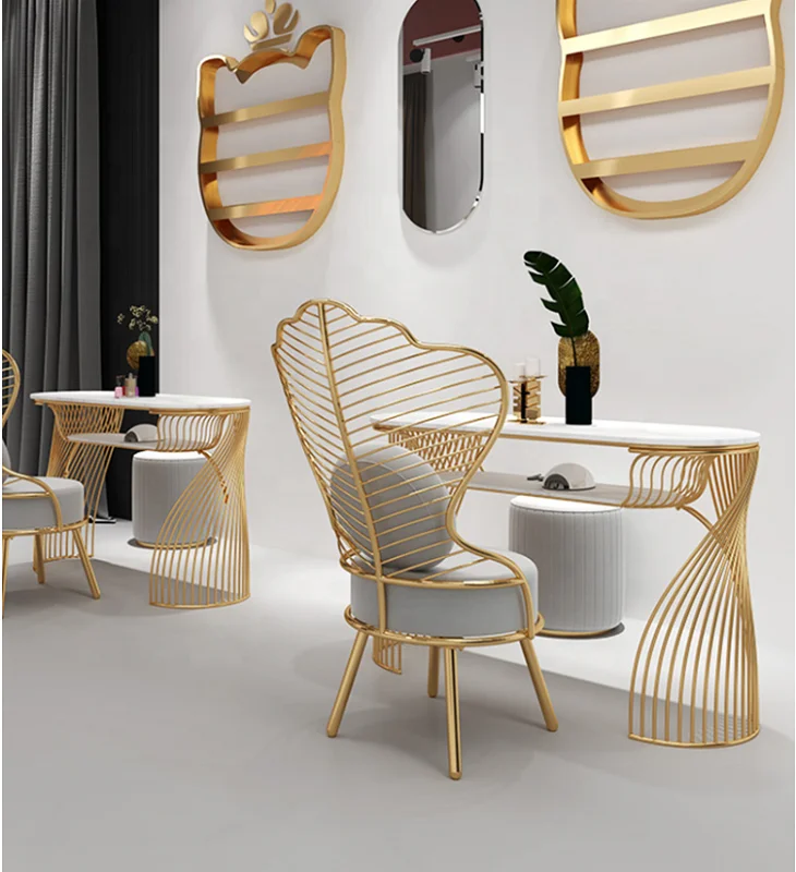 Manicure Table and Chair Set Single and Double Manicure Table Simple Modern Manicure Table Cyber Marble 10 Metal Salon Furniture