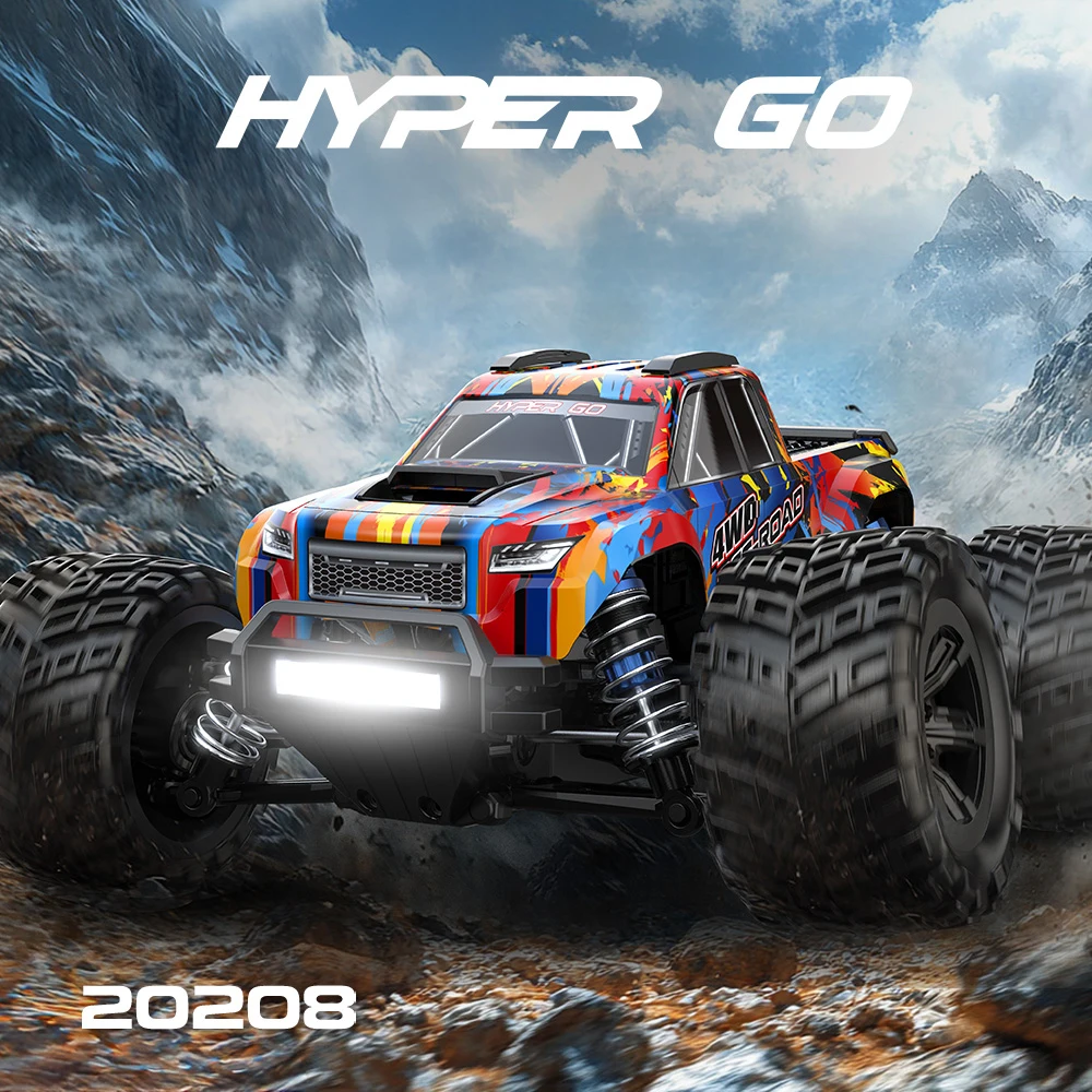 MJX Hyper Go 20208 1/20 Scale High Speed 39kmh 4WD Brushless RC Monster Truck with 1806 Motor USB Charging Durable Suspension