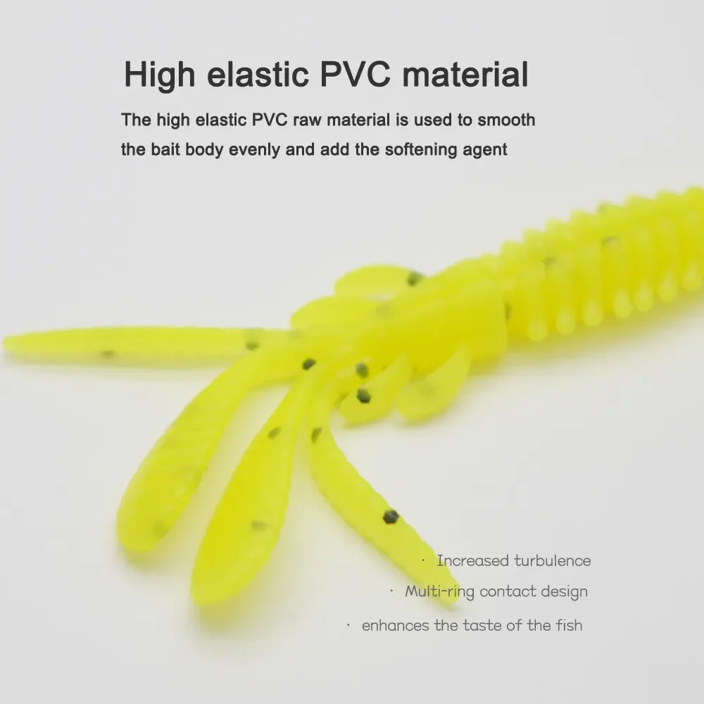JIGGINGSOUL-SL106-10pcs 6cm 2g Shrimp-type soft bait fishing op Water Crap Floating Gear Tuna Soft Plastics Lure Soft Lure Worms