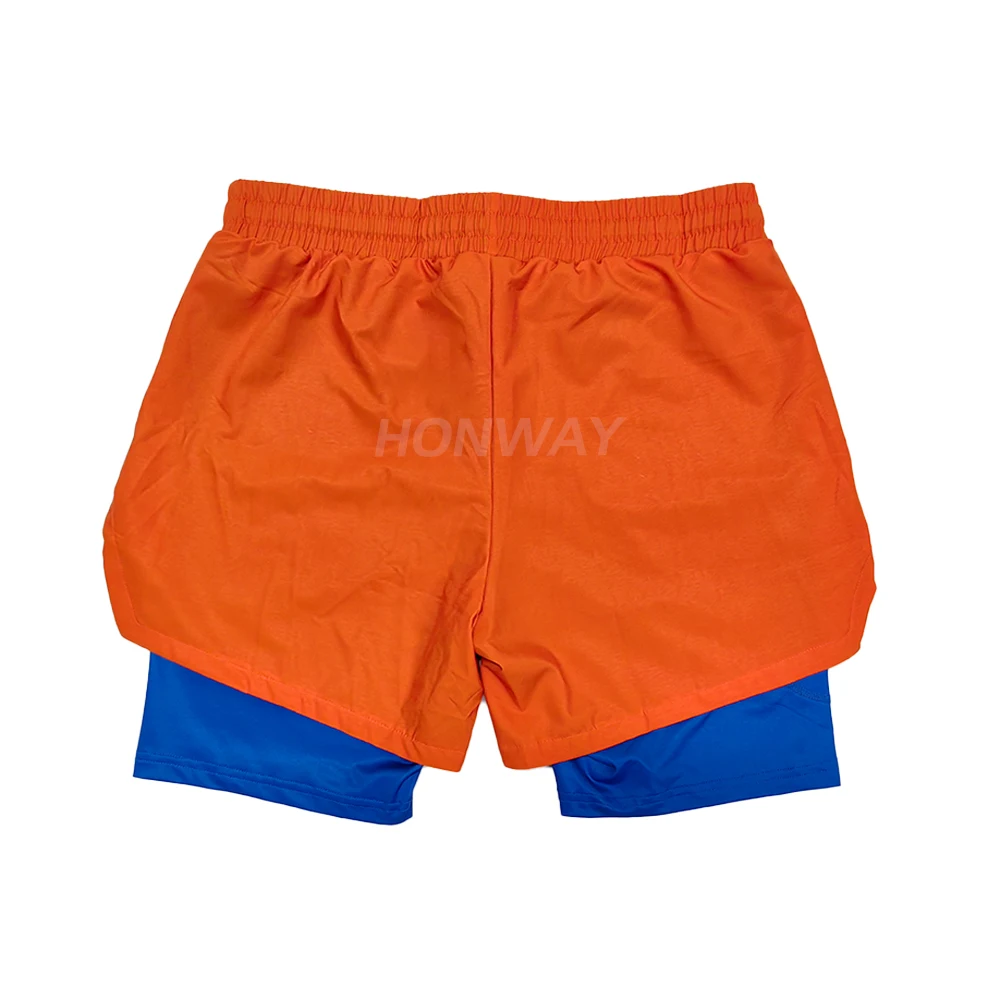 Custom Anime Double Layer Compression Running Shorts Training Performance 2 In 1 Gym Men Sport Shorts With Pockets