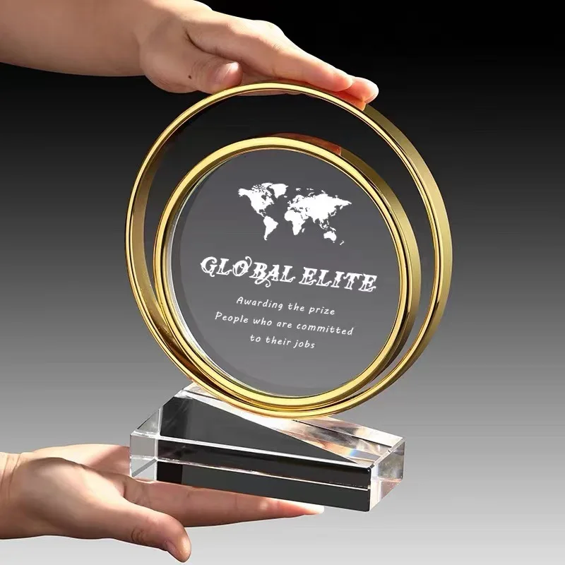 Custom Office Decor Crystal Trophy Awards High Grade Liuli Crystal Glass Trophy Souvenirs Gifts For Celebration Home Decoration
