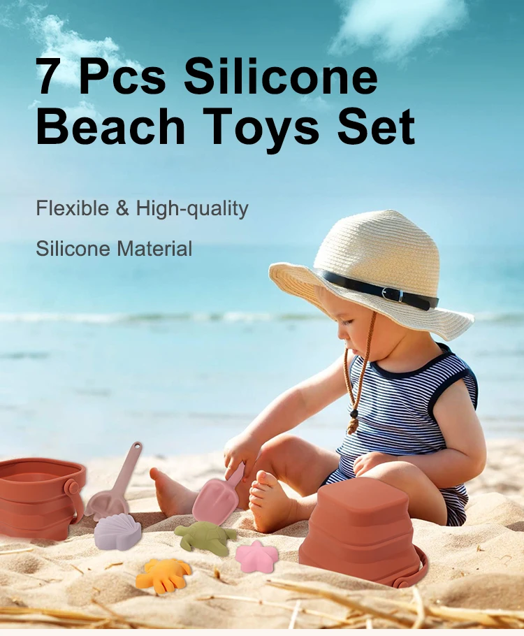 Custom Animal Beach Bucket Set Hot Products Funny Kids Summer Beach Toy Bucket Set 2024 Silicone Beach Sand Toys For Children