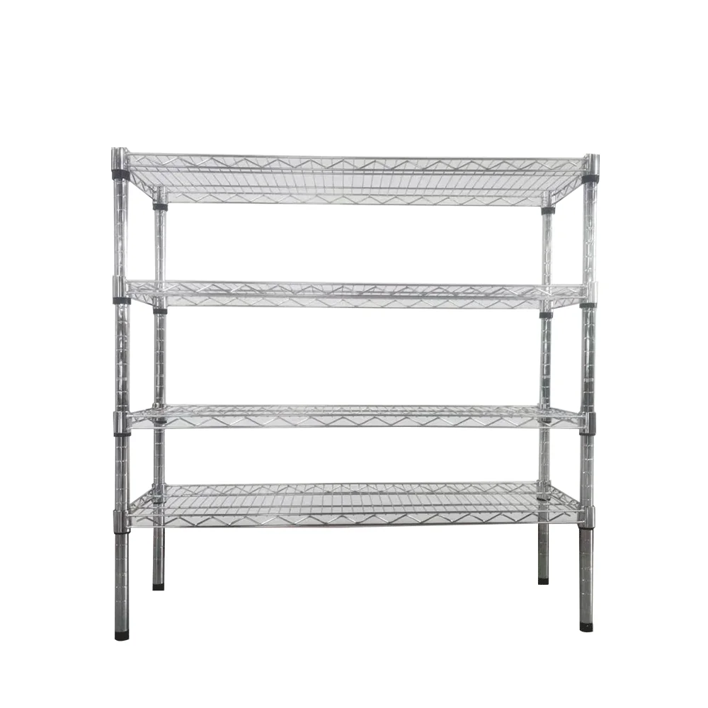 Chrome-plated wire mesh Shelving Multilayer detachable removable storage shelf with wheels