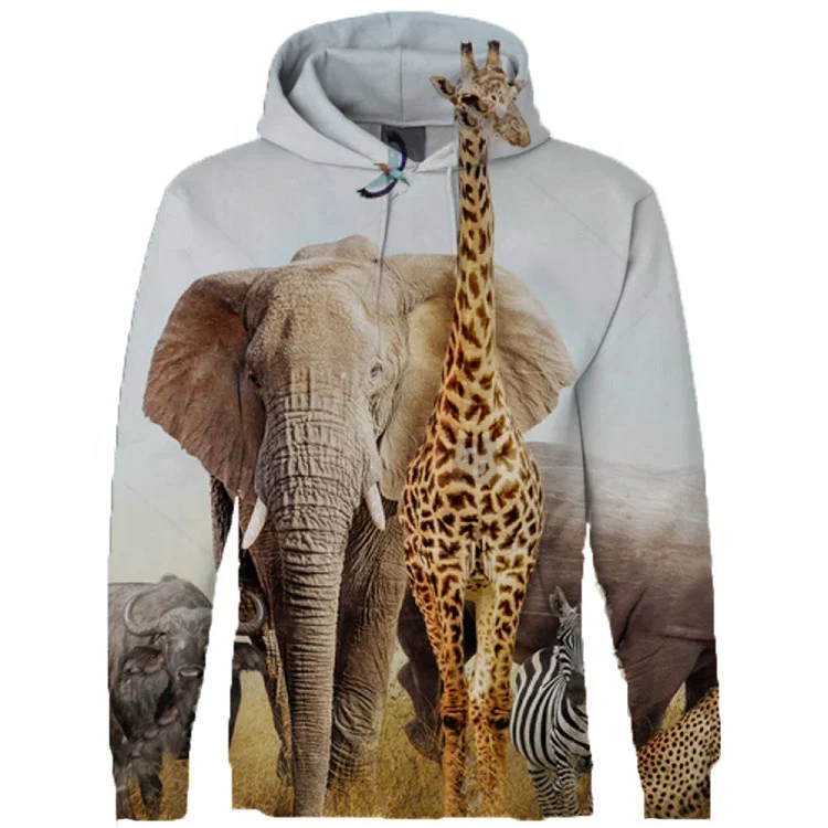 
Bulk Wholesale Xxxxl 3D Animal Printed Men Pull Over Sweatshirt Good Quality China Clothes Custom Hoodies 