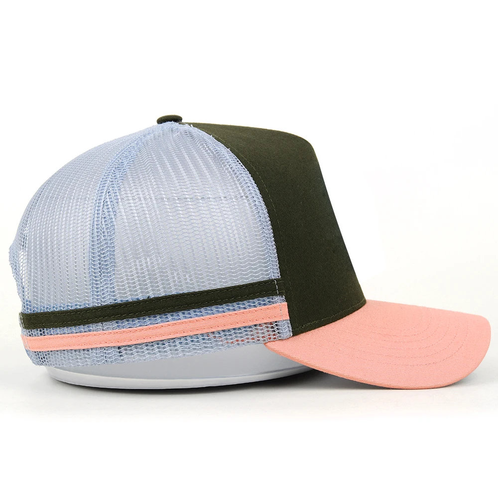 Custom Bulk Australian Quality 5 Panel High Profile Underbrim Printing Structured Cap Gorras Mesh Trucker Hat with print logo