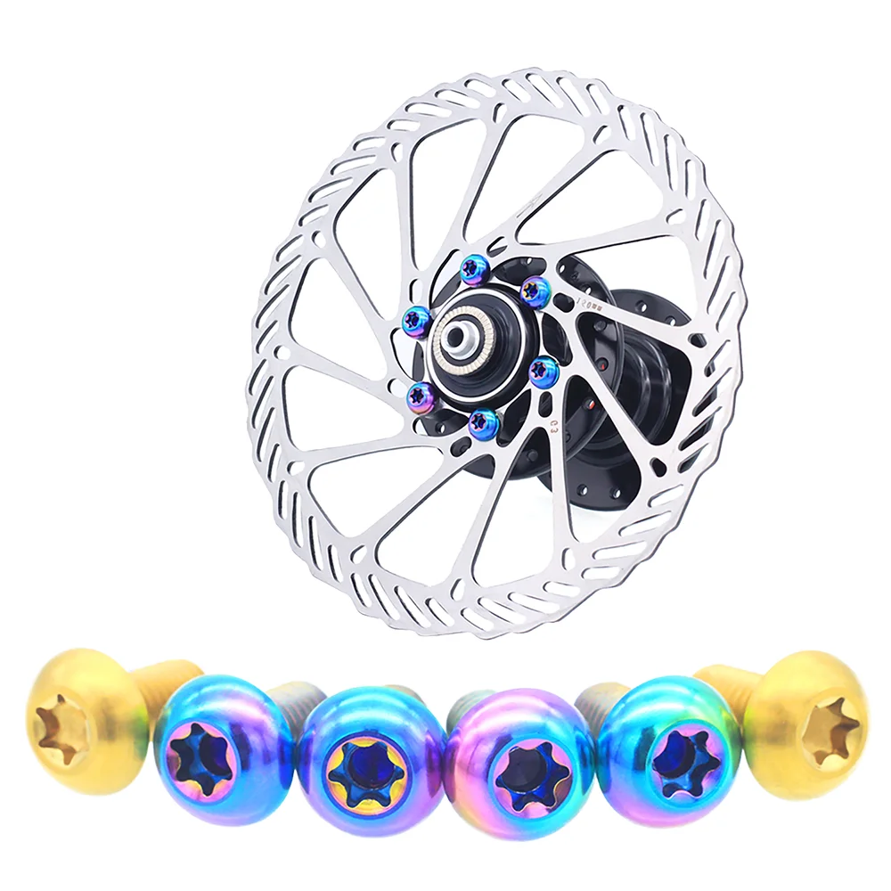 Sycoo 6pcs M5x10mm Titanium Alloy Disc Brake Rotor Fixing Screw of MTB Bicycle T25 Torx Head Bolt of Cycling Accessory