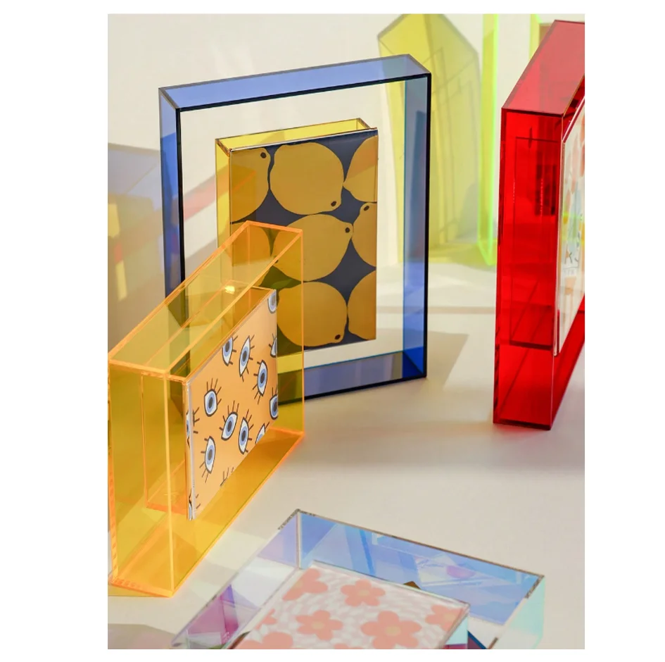 1Pcs Acrylic Photo Frame Translucent Colorful Decorative Photo Frame for Bedroom or Living Room DIY Home Desktop Decoration