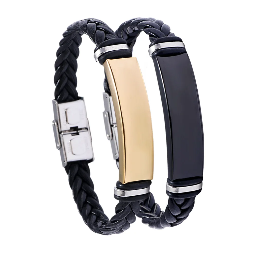 18k plated blank leather bracelet dainty stainless steel bracelet for unisex