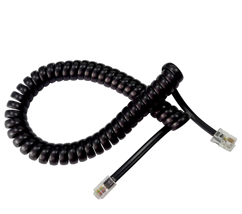 Coiled Telephone Handset Spiral Cable 4P4C Lead Phone Cord