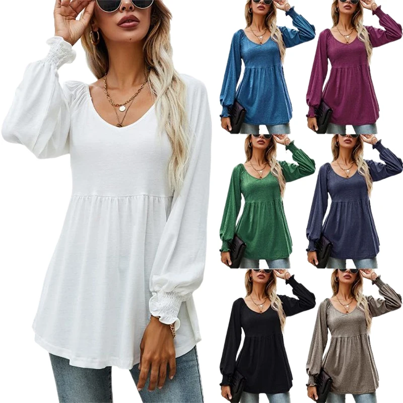 Teying 58 Wholesale Western 100 Cotton V Neck Bundle Shirt Blouses For Women Custom Logo 3D Puff Print