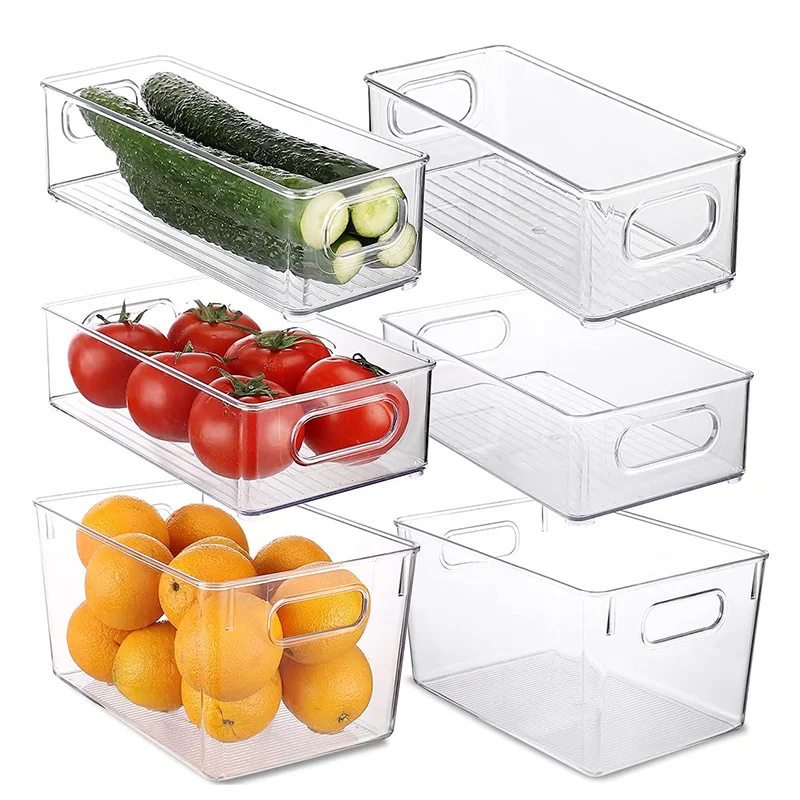 Set Of 3 Stackable Plastic Freezer Organizer Bins for Fridge Refrigerator Organizer Bins Clear Pantry Organization Storage