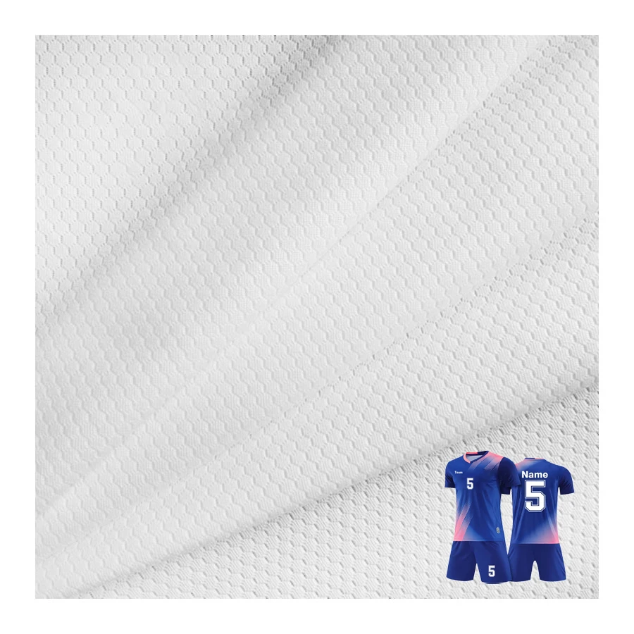 Quick-Dry Wholesale  High-Strength T-Shirt Breathable White Mesh Design 100% Polyester Memory Stretch Honeycomb Knit