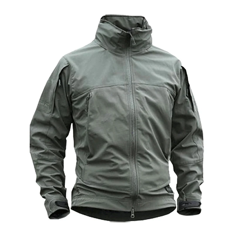 Custom Outdoor Mountain Climbing Hiking Hunting Jacket Men Soft Shell Waterproof Breathable Tactical Jacket With Hood