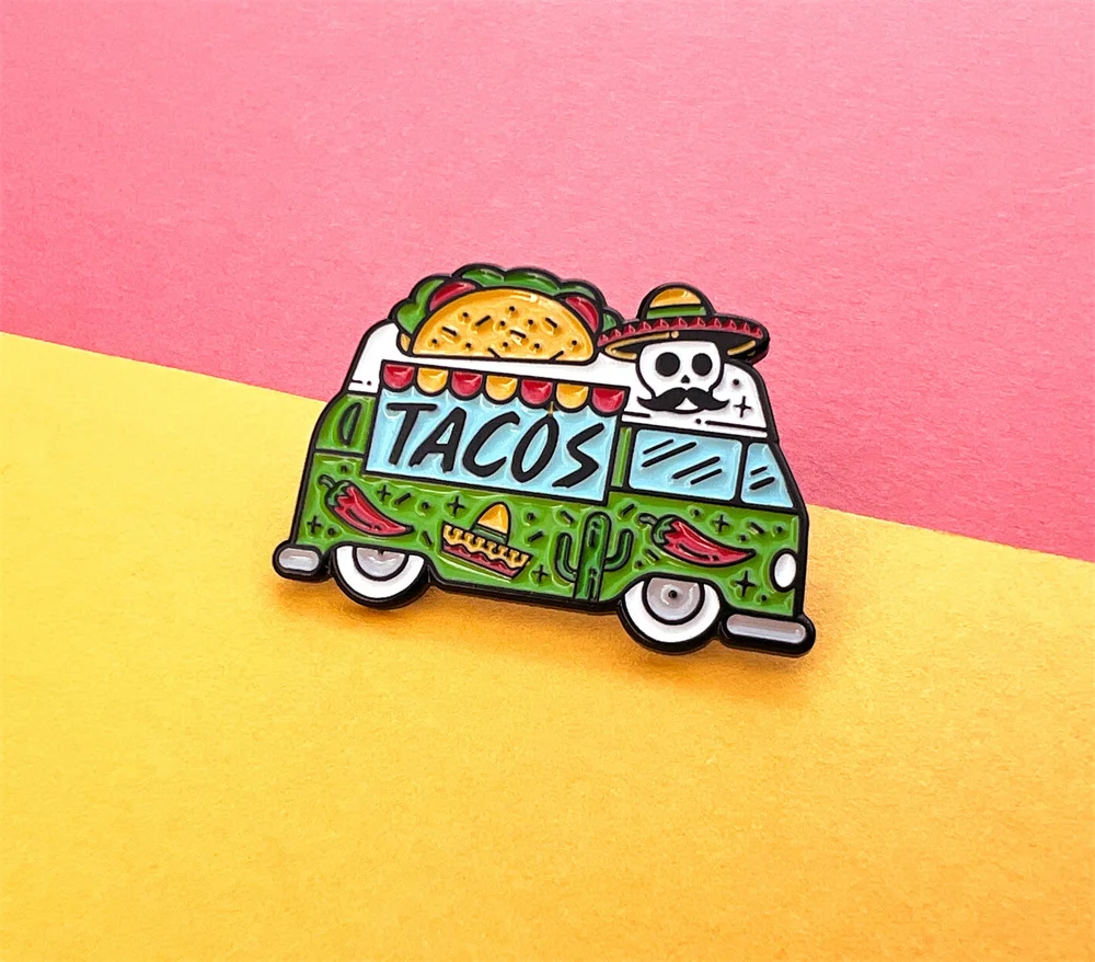 The Taco Truck Campervan enamel pin badge custom pins