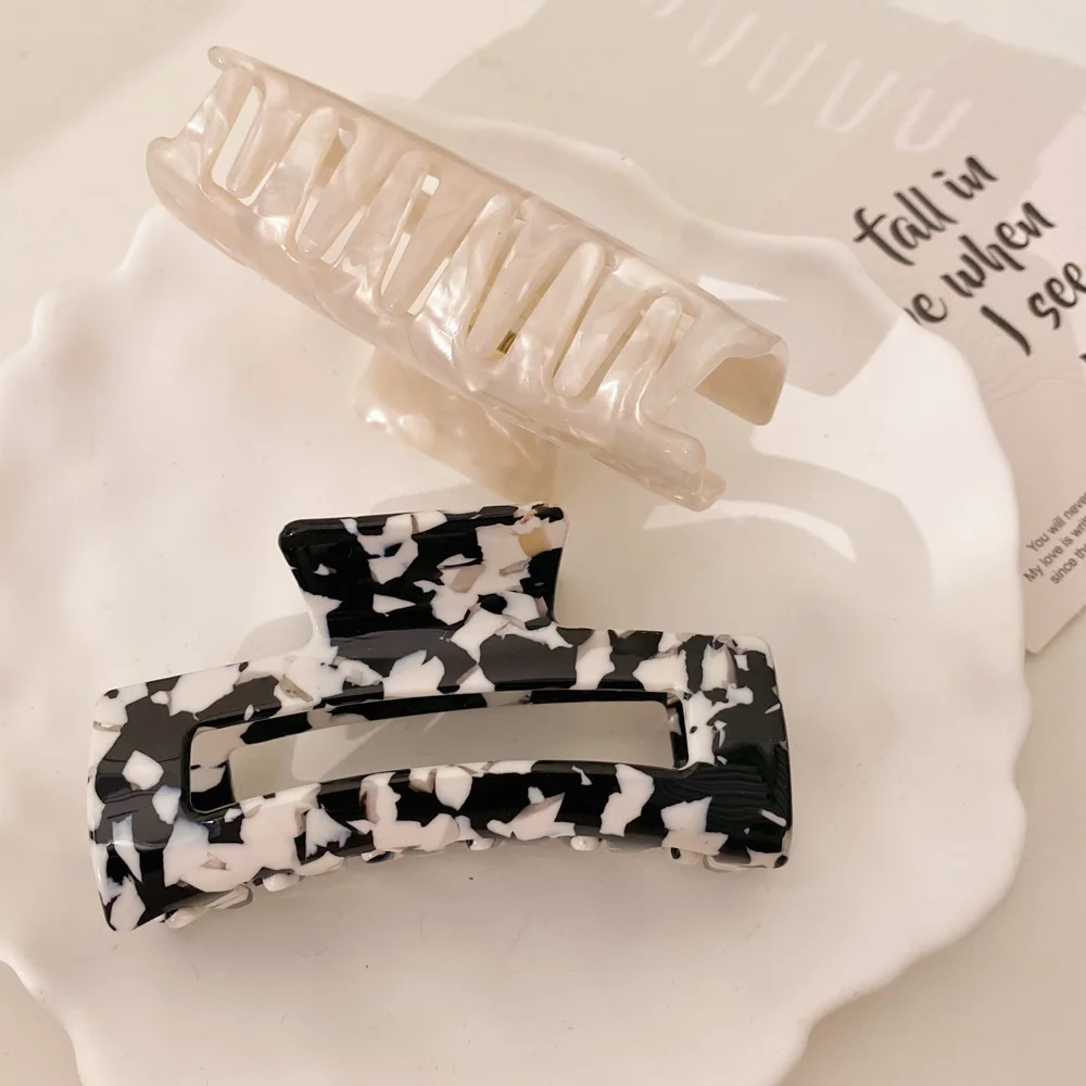 Wholesale Hair Claw Clip Acetate Fall Personalized Custom Logo Big Claw Clips Fashion 8 Colors Glitter Checkered Hair Claws