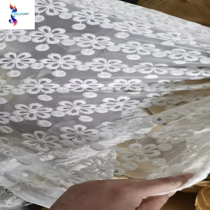 Cheap kilo price white color wedding mesh lace embroidery stock fabric