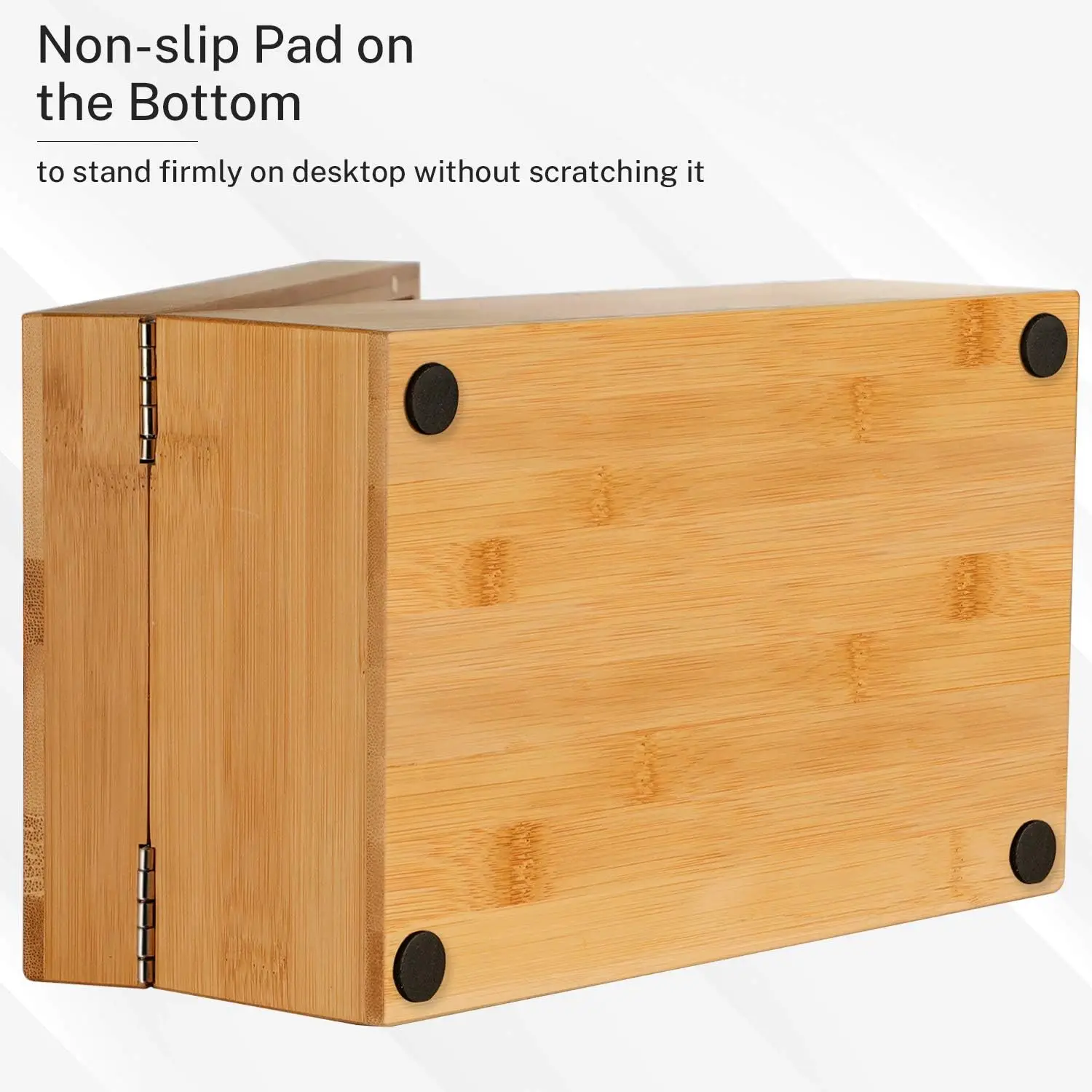 Wooden Index Card Holder Organizer for Desk with 4 Dividers Bamboo Index Card Box Recipe Flash Card Holder